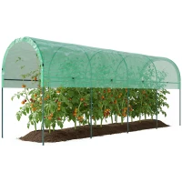 Outsunny Estufa resistente ao inverno, estufa de plástico com telhado arqueado, estacas de solo, estufa 400 x 120 x 170cm verde(m-7)