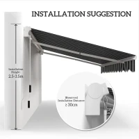 Outsunny Toldo Manual Retráctil 395x245 cm Ángulo Ajustable Brazo Articulado Anti-UV e Impermeable Montaje a Pared Azul y Blanco(m-7)