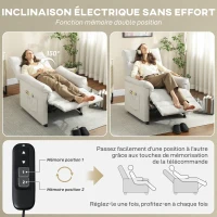 HOMCOM Fauteuil relax électrique massant et chauffant, fauteuil inclinable, repose-pieds, moteur silencieux, 82x99x106cm, crème(m-5)
