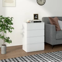 HOMCOM High Gloss Chest of Drawers, 4-Drawer Storage Cabinets, Modern Dresser for Bedroom, White(m-2)