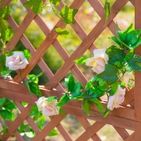 Outsunny 72.5 x 31.5 x 149.5 cm 45L Garden Wooden Pine Trough Planter with Topped Trellis Climbing Plants Flower Raised Bed, Orange(m-10)