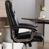 HOMCOM Big and Tall Office Chair 180kg with Spring Cushion, PU Leather - Black(m-13)