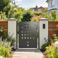 Outsunny Puerta de jardín de acero galvanizado, puerta metálica con asa, cerradura y 3 llaves, cerrable, 105x130 cm, Gris oscuro(m-4)
