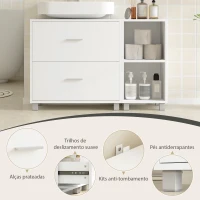 HOMCOM Móvel para Lavatório, Armário de Casa de Banho com 2 Gavetas e 2 Prateleiras Abertas, para Lavatório com Pedestal, 90x30x60 cm, Branco(m-6)