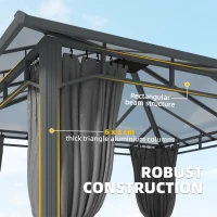 Outsunny Tuinpaviljoen ca. 3 x 3 m metaal paviljoen met 6 mm polycarbonaat dak 4 zijden, UV50+ donkergrijs(m-5)