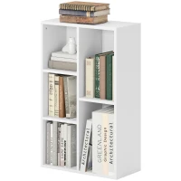 HOMCOM Librería estantería de almacenamiento 2 niveles con 5 compartimentos, para salón dormitorio oficina, 50x24x80cm, blanco(m-8)