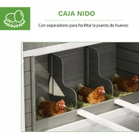 PawHut Gallinero Madera Grande Exterior con 2 Nidos Corral Techo Asfáltico Bandeja Extraíble Rampa 347x160x150 cm Gris Oscuro(m-6)