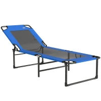 Outsunny Klappbare Liege mit 4-fach verstellbarer Rückenlehne Asas y Respaldo de Textilene Carga 120 kg 175x58x68 cm Azul(m-1)