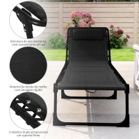 Outsunny Espreguiçadeira Dobrável e Ajustável em 4 Posições Espreguiçadeira Reclinável de Jardim para Exterior  197x58x76cm Preto(m-5)