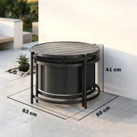 Outsunny Fire Bowl 66 x 63 x 41 cm Round Fire Pit with Grill Grate, Fire Poker, Lid, Stand Black(m-3)