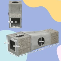 PawHut Túnel para gato de interior brinquedos para gatos com bola suspensa entradas múltiplas em sisal 98 x 30 x 30 cm cinzento(m-3)