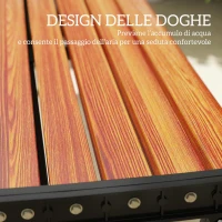 Outsunny Panchina da esterno 2 posti in metallo, 124x39x39 cm, Legno e Nero(m-6)