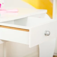 Homcom Set Masuta Machiaj Copii – Oglinda Rotativa + Taburet(m-15)