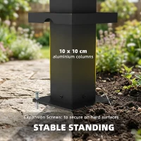 Outsunny 3 x 3 m Louvered Pergola with Adjustable Metal Louvred Roof, Aluminium Patio Gazebo with Netting and Curtains, Dark Grey(m-5)