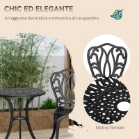 Outsunny Set da Giardino 3pz con 2 Sedie da Esterno e Tavolino in Vetro con Foro per Ombrellone, in Alluminio, Nero(m-7)