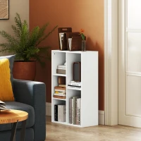 HOMCOM Librería estantería de almacenamiento 2 niveles con 5 compartimentos, para salón dormitorio oficina, 50x24x80cm, blanco(m-2)