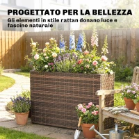 Outsunny Letto per Orto Rialzato da Esterno 45L in Rattan, con Fori di Drenaggio e Piedini Regolabili, Marrone(m-5)