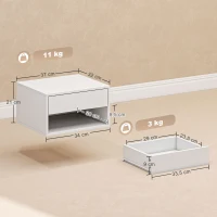 HOMCOM Conjunto de 2 mesas de cabeceira de parede, mesas de noite, gaveta, compartimento aberto, tampo, 37 x 32 x 21 cm, branco(m-3)