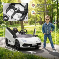 HOMCOM Voiture électrique pour enfants licence Lamborghini Aventador SVJ 12V avec portes papillon télécommande 3-5 KM/H blanc(m-3)
