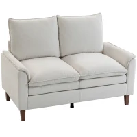 HOMCOM Sofá de 2 plazas 146 cm, sofá de chenilla con acolchado de doble capa, cojín con muelles, asiento profundo, respaldo alto, blanco crema(m-7)