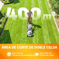 Outsunny Cortacésped a Batería Inalámbrico 18V con 2 Baterías de 4Ah Ancho de Corte de 34 cm y Función de Mulching Motor 700 W(m-4)