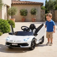 HOMCOM Voiture électrique pour enfants licence Lamborghini Aventador SVJ 12V avec portes papillon télécommande 3-5 KM/H blanc(m-2)