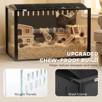 PawHut Hamster Cage Steel Chewproof with Openable Top, Deep Burrow for Dwarf Syrian Hamster, Gerbil, Rats, 81 x 51 x 53 cm(m-6)