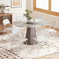 HOMCOM Lote de 6 sillas plegables sillas de comedor portátiles estructura de acero 45 x 46 x 78 cm blanco(m-2)