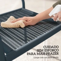 Outsunny Conjunto de 4 Cadeiras de Jardim Empilháveis com Apoios de Braços Encosto e Estrutura de Aço 55x60x83 cm Cinzento Escuro(m-8)