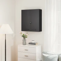 kleankin Medicine cabinet, lockable medicine cabinet with 2 doors and 6 shelves, Black(m-4)