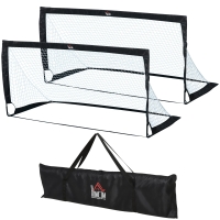 HOMCOM Porterías de Fútbol Plegables para Niños y Adultos con Bolsa de Transporte para Exterior Jardín Entrenamiento Negro