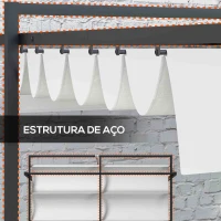 Outsunny Pérgola 3x4 Pérgola de Jardim com Teto Retrátil de Poliéster e 12 Orifícios de Drenagem Branco(m-7)