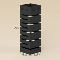 HOMCOM Soporte para paraguas, soporte metálico para paraguas, paragüero independiente con ganchos y bandeja de goteo, capacidad para 8 paraguas, Negro(m-3)