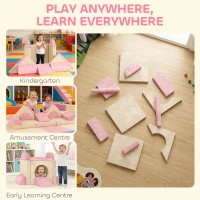 AIYAPLAY Kids Play Sofa, 12 Pieces Foam Modular Soft Play Set for Playroom, Children Convertible Sofa for Boys and Girls, Pink(m-8)