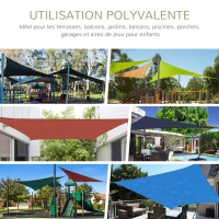 Outsunny Voile d'ombrage rectangulaire 3 x 4 m polyéthylène Haute densité Protection UV Avec sac de rangement - Coloris sable(m-8)