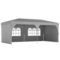 Outsunny Cenador de jardín 3 x 6 m pop-up carpa plegable altura regulable impermeable protección UV50+ gris
