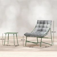 Outsunny Balkonmöbel Set 3 teilig Gartenmöbel Set mit Tisch Kissen Stahlgestell verstellbar Fußpads Hellgrau(m-3)