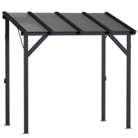 Outsunny Cobertizo para Barbacoa, Cenador de Jardín 244 x 150 x 244 cm con Techo de Policarbonato y Estructura de Aluminio, gris oscuro