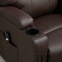 HOMCOM Opsta Stoel comfortabel met afstandsbediening en bekervouders voor Huisgebruik, Koffiebruin(m-9)