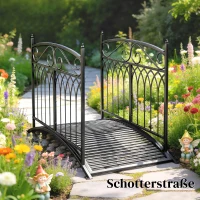 Outsunny Gartenbrücke aus Metall 135,5 cm Teichbrücke mit Sicherheitsgeländern Antik-Optik Rostbeständig einfache Montage(m-9)