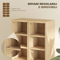 HOMCOM Set 2 Mobili Porta CD con Ripiani Regolabili per 204 CD in Legno, 21x22.5x88.5 cm, Rovere(m-6)