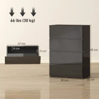 HOMCOM Chest of Drawers, 4-Drawer Storage Cabinets, Modern Dresser, Storage Drawer Unit for Bedroom(m-3)