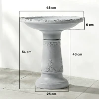 Outsunny Bebedero de resina para exterior, bañera redonda de 51 cm con efecto piedra, dispensador de alimento para aves independiente, Gris(m-3)