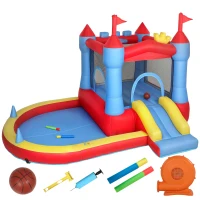 AIYAPLAY Castillo hinchable con soplador, área de juegos hinchable con toboganes, trampolín, piscina de bolas, multicolor(m-1)