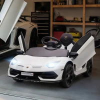HOMCOM Voiture électrique pour enfants licence Lamborghini Aventador SVJ 12V avec portes papillon télécommande 3-5 KM/H blanc(m-12)