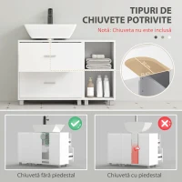 HOMCOM Dulap Modern pentru Chiuvetă, pentru Lavoare cu sau fără Picior, Alb(m-4)