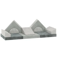 AIYAPLAY Kids Play Sofa, 12 Pieces Foam Modular Soft Play Set for Playroom, Children Convertible Sofa for Boys and Girls, Grey(m-11)