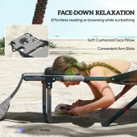 Leżak ogrodowy składany z poduszką i oknem do czytania(m-4)