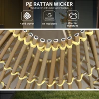 Outsunny Lampa solarna, rattanowa lampa ogrodowa, wodoszczelna lampa solarna z czujnikiem światła, lampa ogrodowa LED z konstrukcją bębna, na taras, balkon, stal, żółta(m-4)