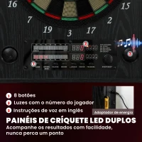 SPORTNOW SPAlvo Eletrónico com 6 Dardos de Ponta Macia e 24 Pontas de Substituição 2 Ecrãs LED Avisos de Voz até 8 Jogadores com 25 Jogos(m-5)